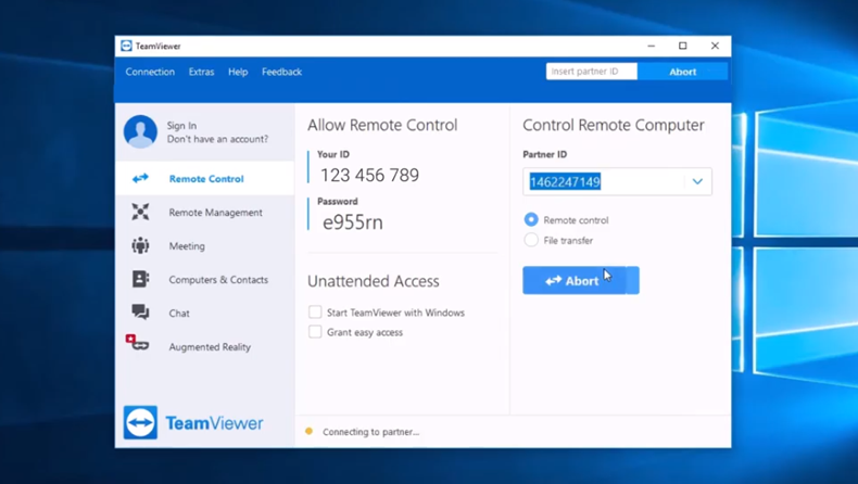 начать пользоваться функциями удаленного управления TeamViewer
