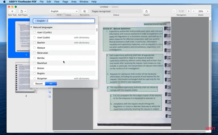 Как оцифровать с помощью расширенного преобразования. С FineReader PDF для Mac у вас есть полный контроль над процессом преобразования документов, чтобы получить наилучшие результаты. В этом видео вы увидите, как точно конвертировать или оцифровывать документы с помощью расширенных функций преобразования.