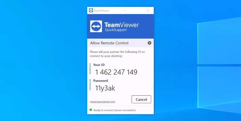 Произвести первоначальную настройку TeamViewer ID