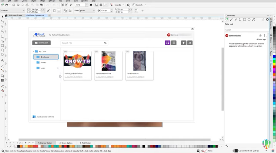 Совместная работа и управление облачными файлами в CorelDRAW. Научитесь загружать файлы CorelDRAW (CDR) в интуитивную облачную инфопанель и обмениваться ими с клиентами посредством веб-ссылок. Узнайте, как бесперебойный прием комментариев в режиме реального времени может помочь вам придерживаться установленного графика работы. 
