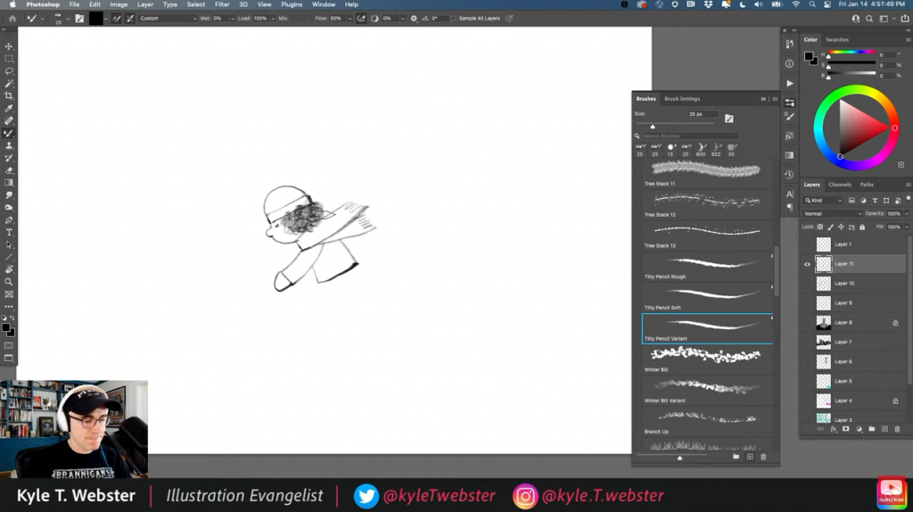 Мастер-класс по иллюстрации - Новые кисти Photoshop на 2022 год. Присоединяйтесь к Кайлу Т. Вебстеру (@kyletwebster), чтобы подробно ознакомиться с новейшим обновлением набора кистей для пользователей Photoshop и Fresco: кисти зимы 2022 года. Adobe, Купить ADOBE, ADOBE Systems, Купить Adobe Creative Cloud, digitalart, adobefresco, Photoshop