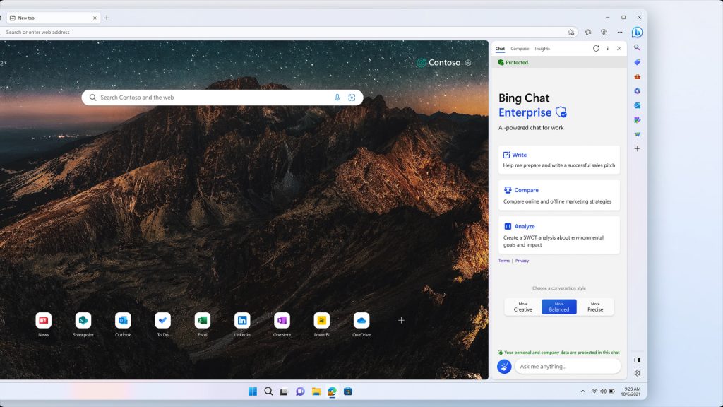 Bing Chat Enterprise — рабочий чат с искусственным интеллектомСотрудники хотят использовать инструменты ИИ, чтобы помочь им раскрыть творческий потенциал и повысить производительность на работе — 70 % говорят, что они делегируют ИИ как можно больше работы, согласно нашему индексу рабочих тенденций . Но использование инструментов ИИ, не предназначенных для предприятия, непреднамеренно подвергает риску конфиденциальные бизнес-данные. Когда организации внедряют ИИ, они хотят быть уверены, что их данные защищены.Bing Chat Enterprise предоставляет вашей организации чат на основе ИИ для работы с коммерческой защитой данных . Благодаря Bing Chat Enterprise пользовательские и бизнес-данные защищены и не будут утекать за пределы организации. Что входит — и выходит — остается защищенным. Данные чата не сохраняются, и у Microsoft нет прямого доступа — это означает, что никто не может просматривать ваши данные. И ваши данные не используются для обучения моделей. Независимо от того, исследуете ли вы отраслевые идеи, анализируете данные или ищете вдохновение, Bing Chat Enterprise предоставляет людям доступ к лучшим ответам, большей эффективности и новым способам творчества.Как и Bing Chat, Bing Chat Enterprise основан на веб-данных и предоставляет полные, поддающиеся проверке ответы с цитатами, а также визуальные ответы, включающие графики, диаграммы и изображения, и разработан в соответствии с нашими принципами искусственного интеллекта .Предварительная версия Bing Chat Enterprise доступна сегодня и бесплатно включена в Microsoft 365 E3, E5, Business Standard и Business Premium. А в будущем он будет доступен как отдельное предложение по цене 5 долларов США на пользователя в месяц. Вы можете получить доступ к Bing Chat Enterprise, используя свою рабочую учетную запись, везде, где поддерживается Bing Chat — Bing.com/chat и боковая панель Microsoft Edge. А в будущем Bing Chat Enterprise также будет доступен из Windows Copilot.